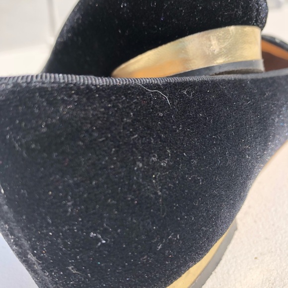 Blk Velvet/Gold Charlotte Olympia spider web flat - Picture 4 of 6